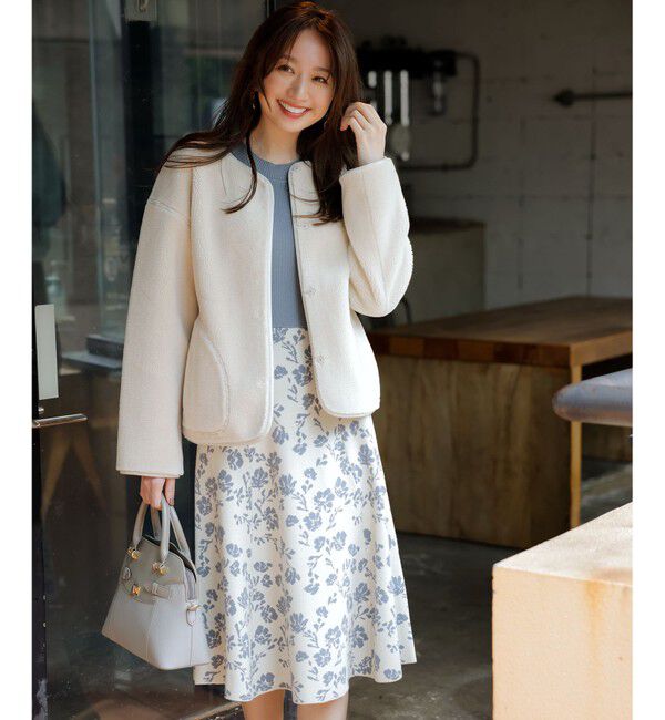 any SiS「【2WAY】リバーシブルショートボア アウター」|ノーカラージャケット|