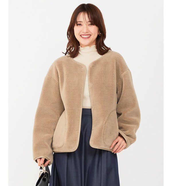 any SiS「【2WAY】リバーシブルショートボア アウター」|ノーカラージャケット|