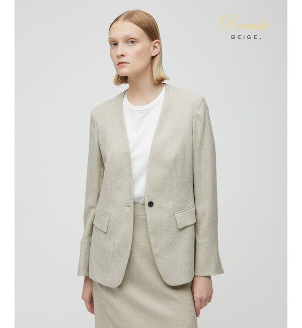 BEIGE,「CAROLE / ノーカラージャケット」|ノーカラージャケット|Sand
