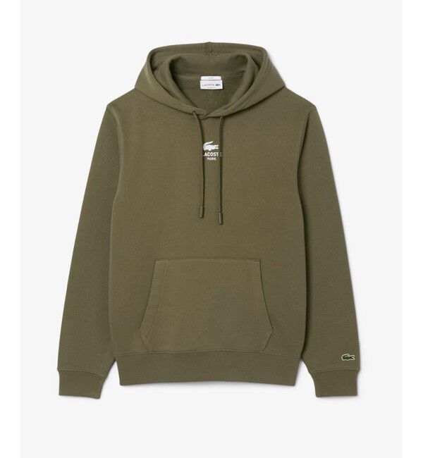 LACOSTE「裏パイル地 バックプリントスウェットパーカー」|パーカー|オリーブ