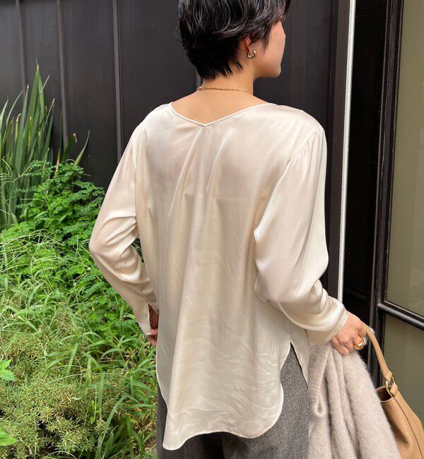 NOLLEY'S「リラックスサテン長袖Tブラウス」|シャツ・ブラウス|