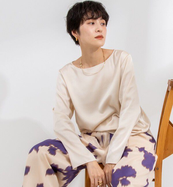 NOLLEY'S「リラックスサテン長袖Tブラウス」|シャツ・ブラウス|