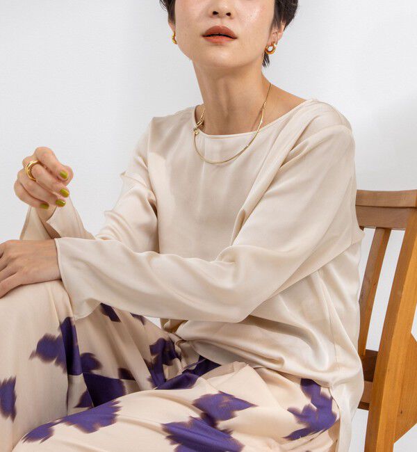 NOLLEY'S「リラックスサテン長袖Tブラウス」|シャツ・ブラウス|