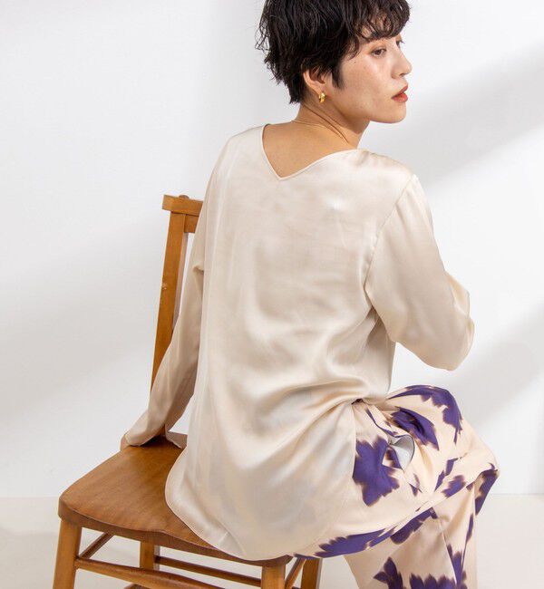 NOLLEY'S「リラックスサテン長袖Tブラウス」|シャツ・ブラウス|