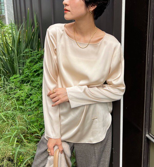 NOLLEY'S「リラックスサテン長袖Tブラウス」|シャツ・ブラウス|