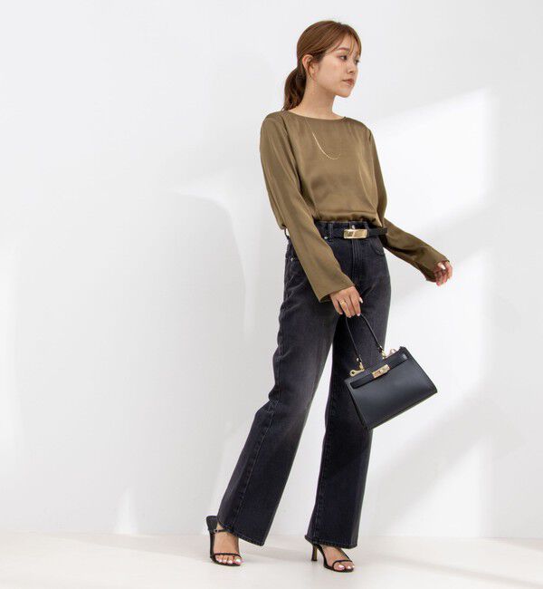 NOLLEY'S「リラックスサテン長袖Tブラウス」|シャツ・ブラウス|