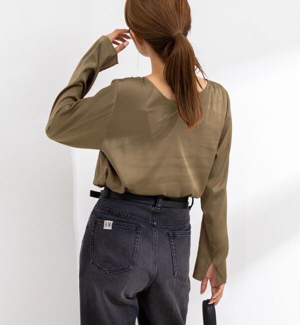 NOLLEY'S「リラックスサテン長袖Tブラウス」|シャツ・ブラウス|