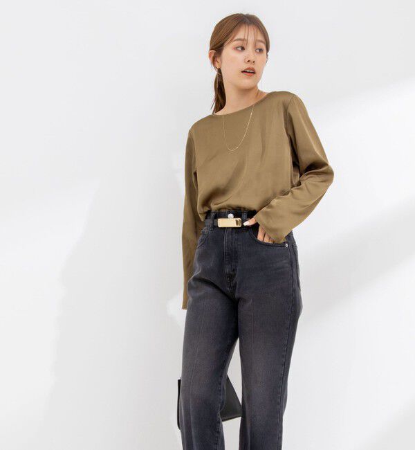 NOLLEY'S「リラックスサテン長袖Tブラウス」|シャツ・ブラウス|