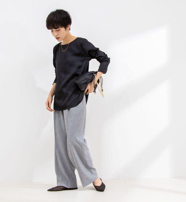 NOLLEY'S「リラックスサテン長袖Tブラウス」|シャツ・ブラウス|