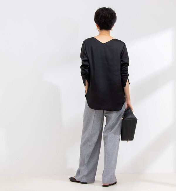 NOLLEY'S「リラックスサテン長袖Tブラウス」|シャツ・ブラウス|