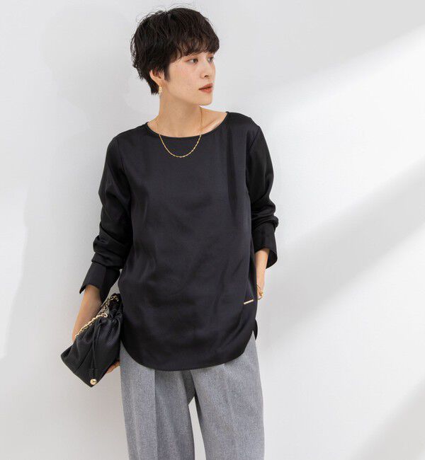 NOLLEY'S「リラックスサテン長袖Tブラウス」|シャツ・ブラウス|