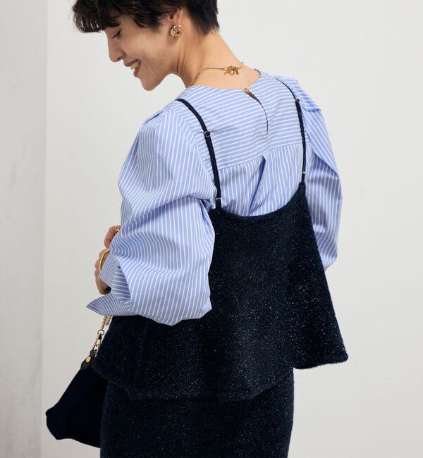 NOLLEY'S sophi「《セットアップ対応》《手洗い可能》キラキラフェザーフレアビスチェ」|ニット・セーター|ネイビー