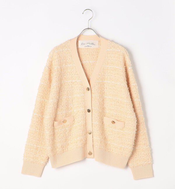 Rie Miller「《セットアップ対応》ファンシーツイード風スパンコール入りVネックカーディガン」|カーディガン|