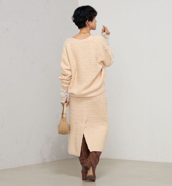 Rie Miller「《セットアップ対応》ファンシーツイード風スパンコール入りVネックカーディガン」|カーディガン|