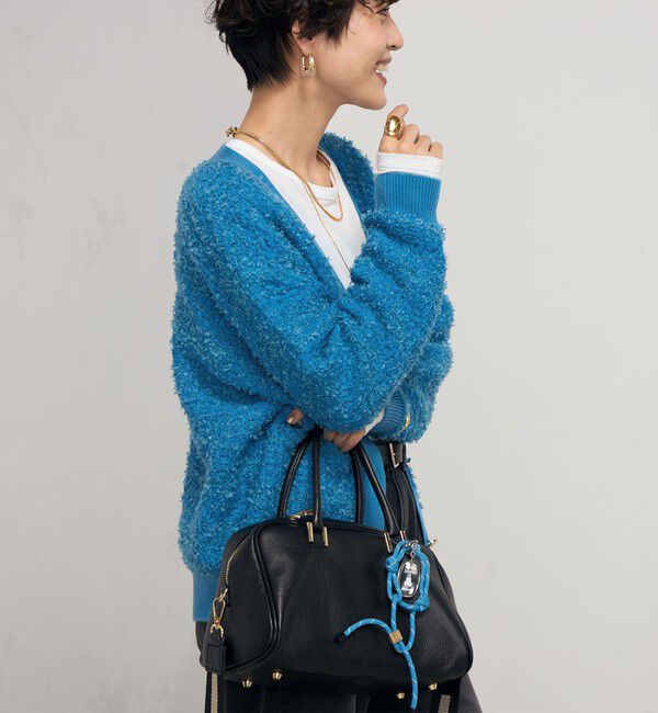 Rie Miller「《セットアップ対応》ファンシーツイード風スパンコール入りVネックカーディガン」|カーディガン|