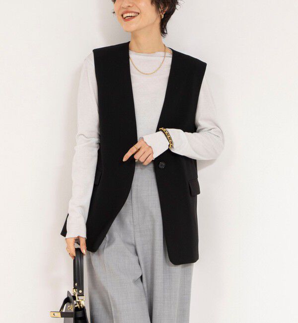 NOLLEY'S「《セットアップ対応》ウォッシャブルダブルクロスジレ」|ベスト・ジレ|ブラック