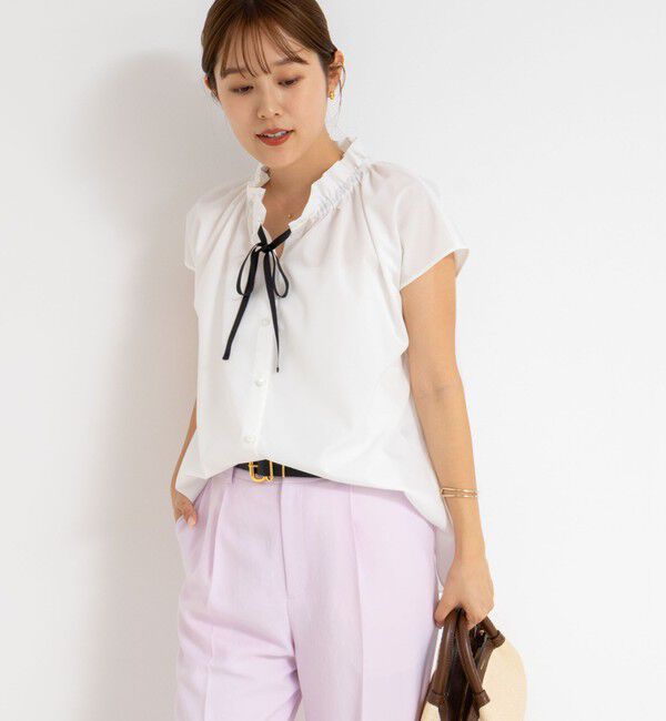 NOLLEY'S「衿フリルショートスリーブシャツ」|シャツ・ブラウス|