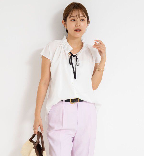 NOLLEY'S「衿フリルショートスリーブシャツ」|シャツ・ブラウス|