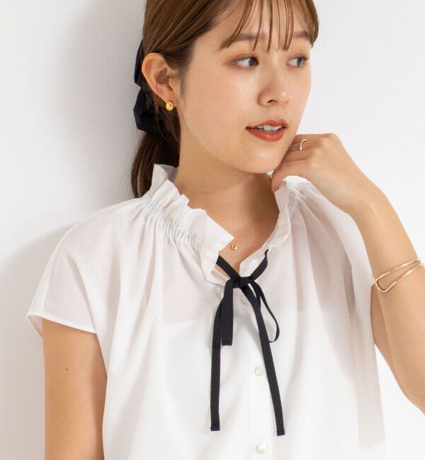 NOLLEY'S「衿フリルショートスリーブシャツ」|シャツ・ブラウス|