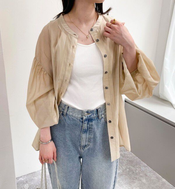 fredy emue「シアーデザインタックシャツ」|シャツ・ブラウス|ベージュ