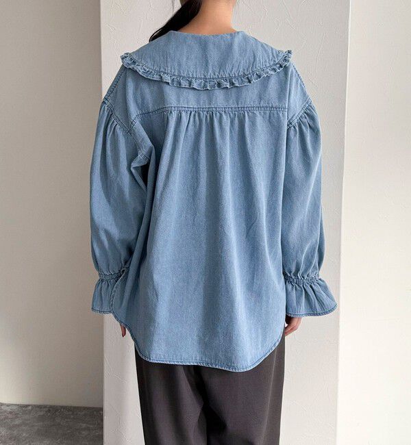fredy emue「デニムフリルステンカラーシャツ」|シャツ・ブラウス|