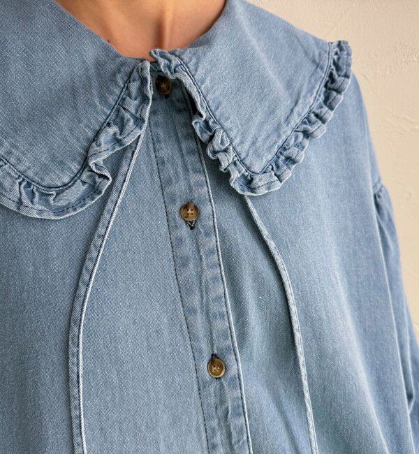 fredy emue「デニムフリルステンカラーシャツ」|シャツ・ブラウス|