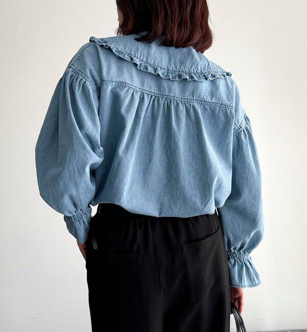 fredy emue「デニムフリルステンカラーシャツ」|シャツ・ブラウス|
