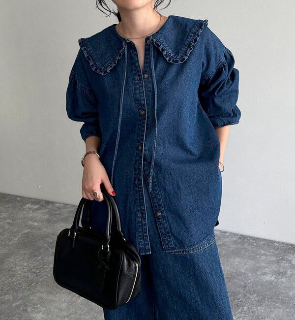 fredy emue「デニムフリルステンカラーシャツ」|シャツ・ブラウス|