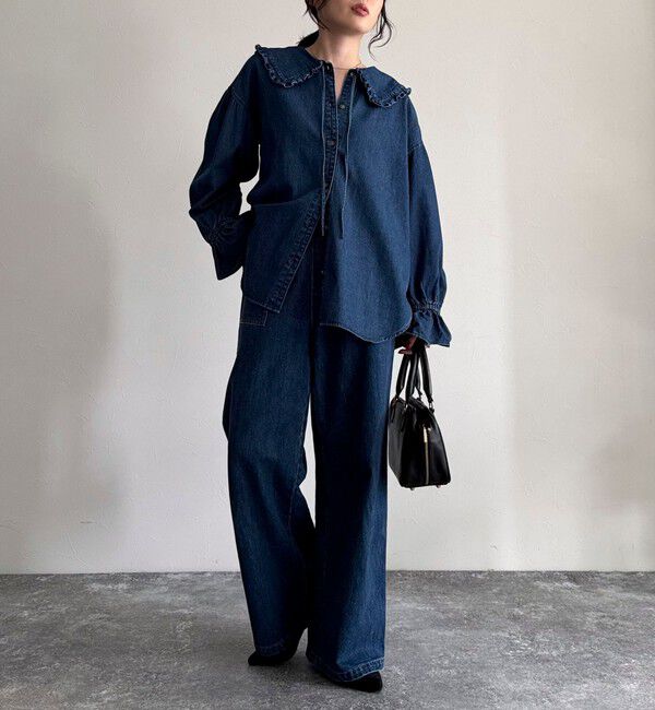 fredy emue「デニムフリルステンカラーシャツ」|シャツ・ブラウス|