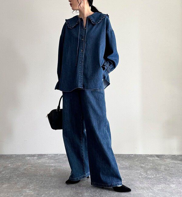 fredy emue「デニムフリルステンカラーシャツ」|シャツ・ブラウス|