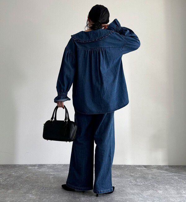 fredy emue「デニムフリルステンカラーシャツ」|シャツ・ブラウス|