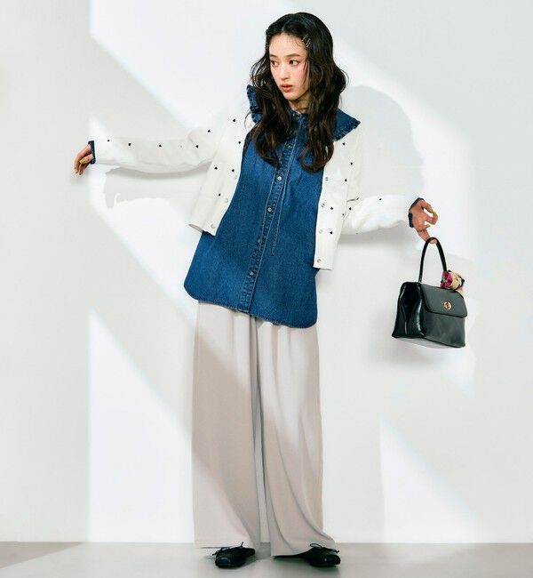 fredy emue「デニムフリルステンカラーシャツ」|シャツ・ブラウス|