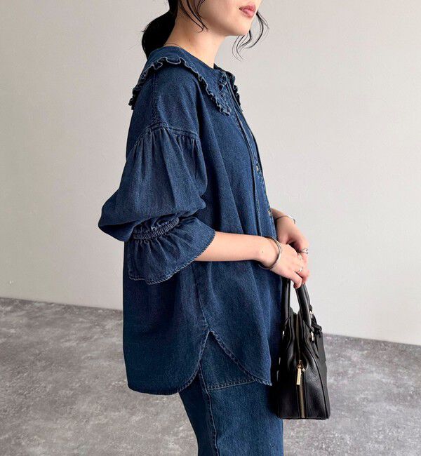fredy emue「デニムフリルステンカラーシャツ」|シャツ・ブラウス|