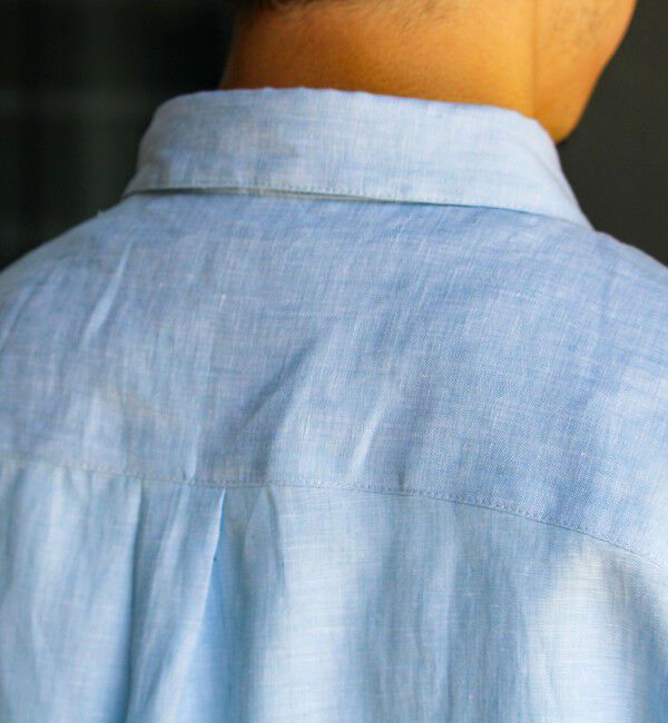 GLOSTER「【新色追加】【GLOSTER/グロスター】フレンチブルドッグ刺繍 リネン 7分袖シャツ」|シャツ・ブラウス|