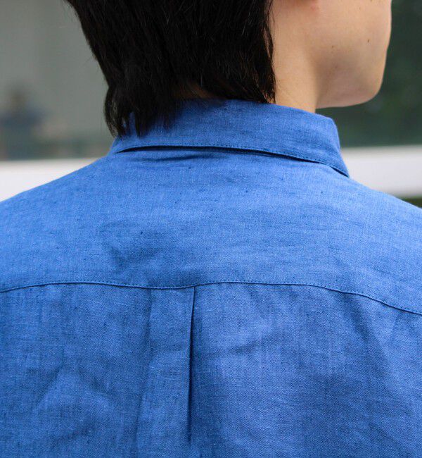 GLOSTER「【新色追加】【GLOSTER/グロスター】フレンチブルドッグ刺繍 リネン 7分袖シャツ」|シャツ・ブラウス|