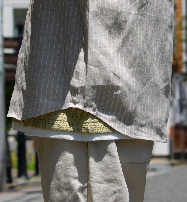 GLOSTER「【新色追加】【GLOSTER/グロスター】フレンチブルドッグ刺繍 リネン 7分袖シャツ」|シャツ・ブラウス|