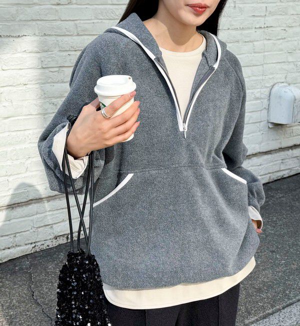 fredy emue「フード付きフリースアノラック」|スウェット・ジャージ|チャコールグレー