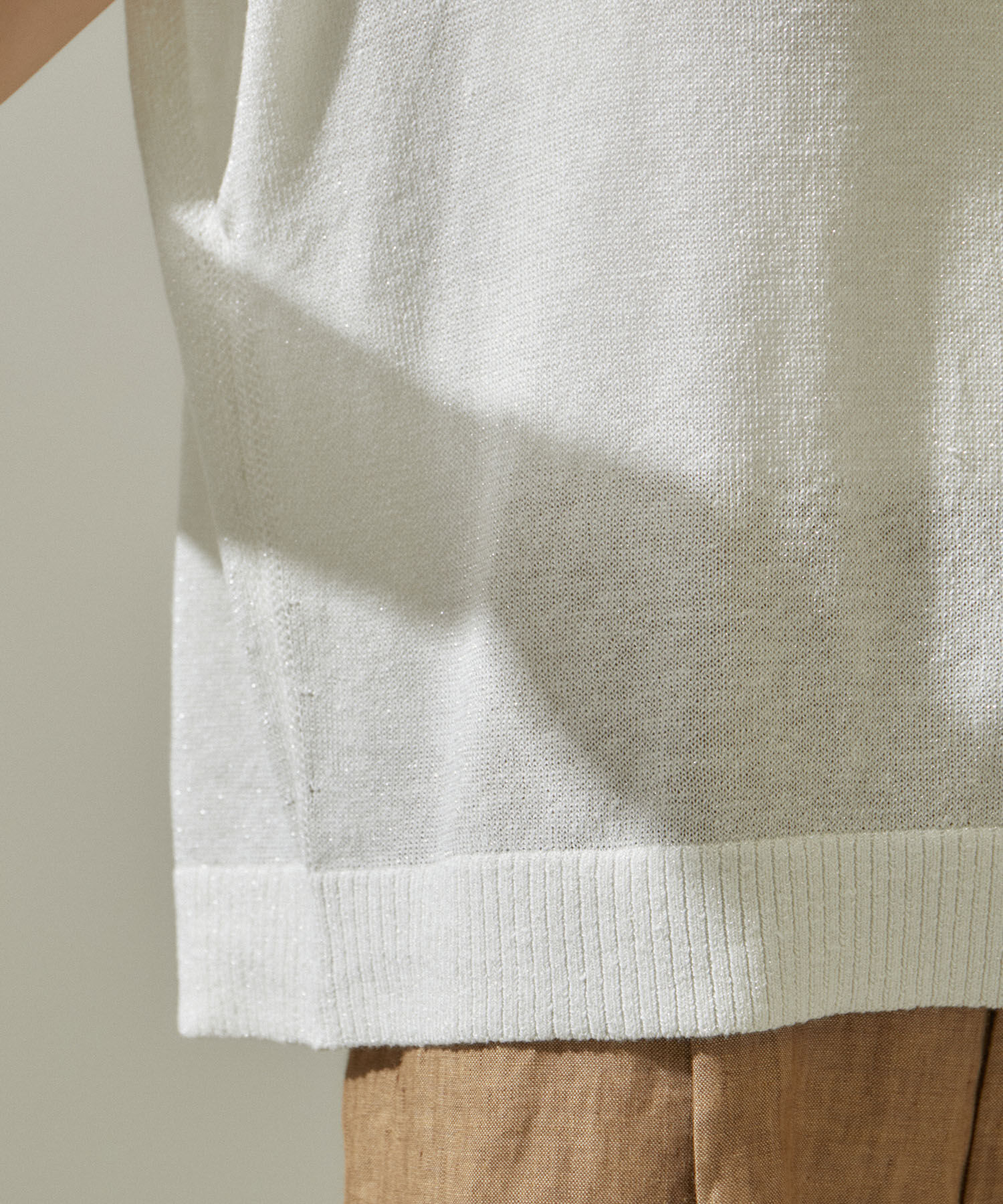 SALON adam et rope'「スパークルリネンラメフレンチスリーブVネックプルオーバー」|ニット・セーター|