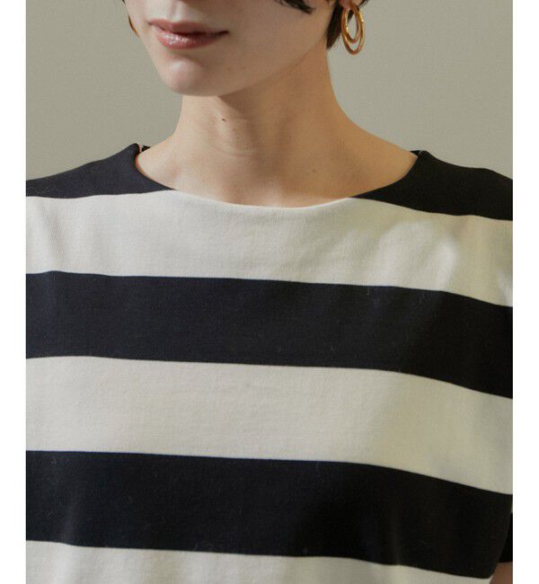 SALON adam et rope'「【WEB限定】フレンチスリーブポンチTシャツ［太ボーダー/無地］」|Tシャツ・カットソー|