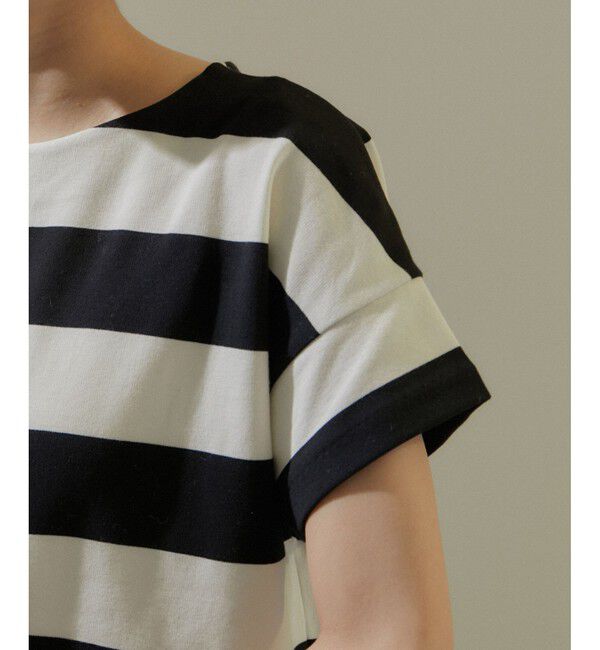 SALON adam et rope'「【WEB限定】フレンチスリーブポンチTシャツ［太ボーダー/無地］」|Tシャツ・カットソー|