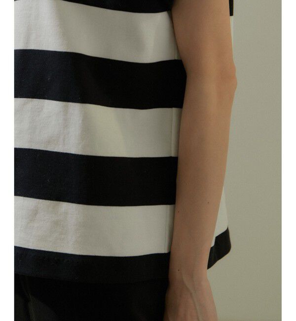 SALON adam et rope'「【WEB限定】フレンチスリーブポンチTシャツ［太ボーダー/無地］」|Tシャツ・カットソー|