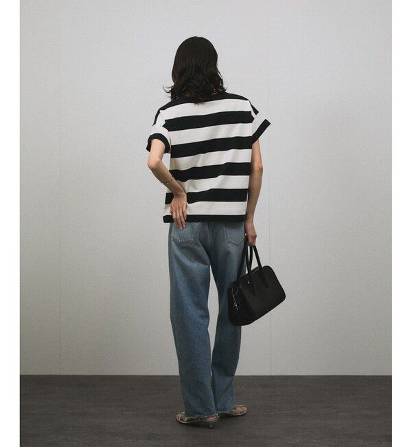 SALON adam et rope'「【WEB限定】フレンチスリーブポンチTシャツ［太ボーダー/無地］」|Tシャツ・カットソー|