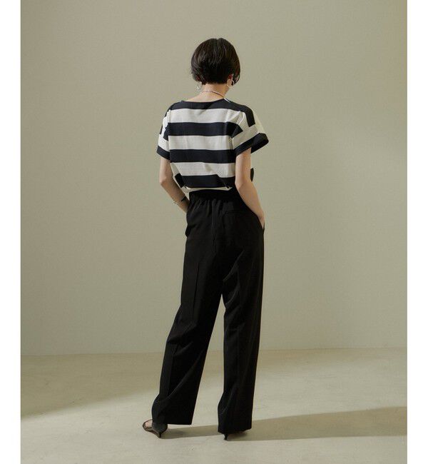 SALON adam et rope'「【WEB限定】フレンチスリーブポンチTシャツ［太ボーダー/無地］」|Tシャツ・カットソー|