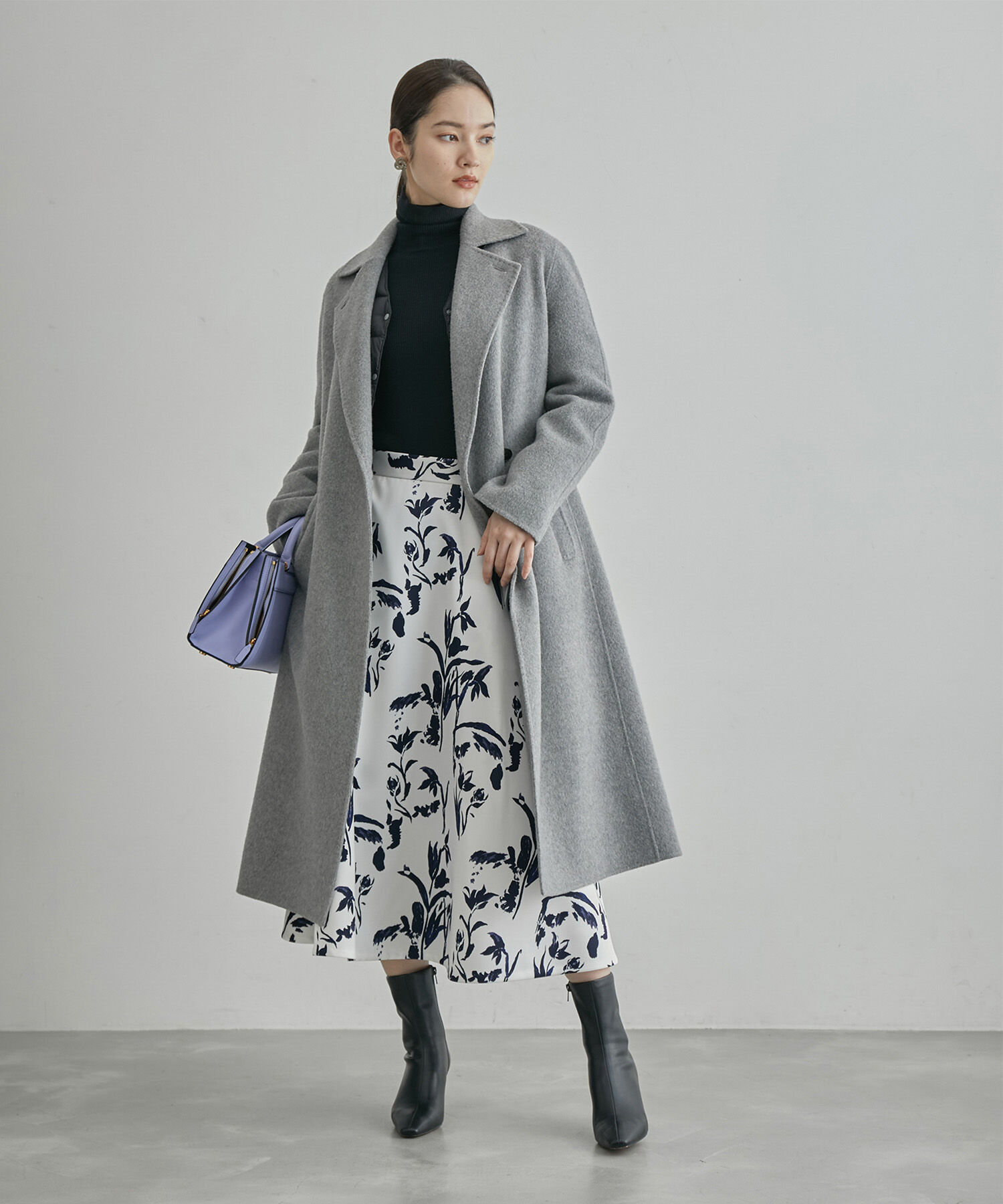 ROPE「サテンフレアスカート（無地/花柄）」|スカート|