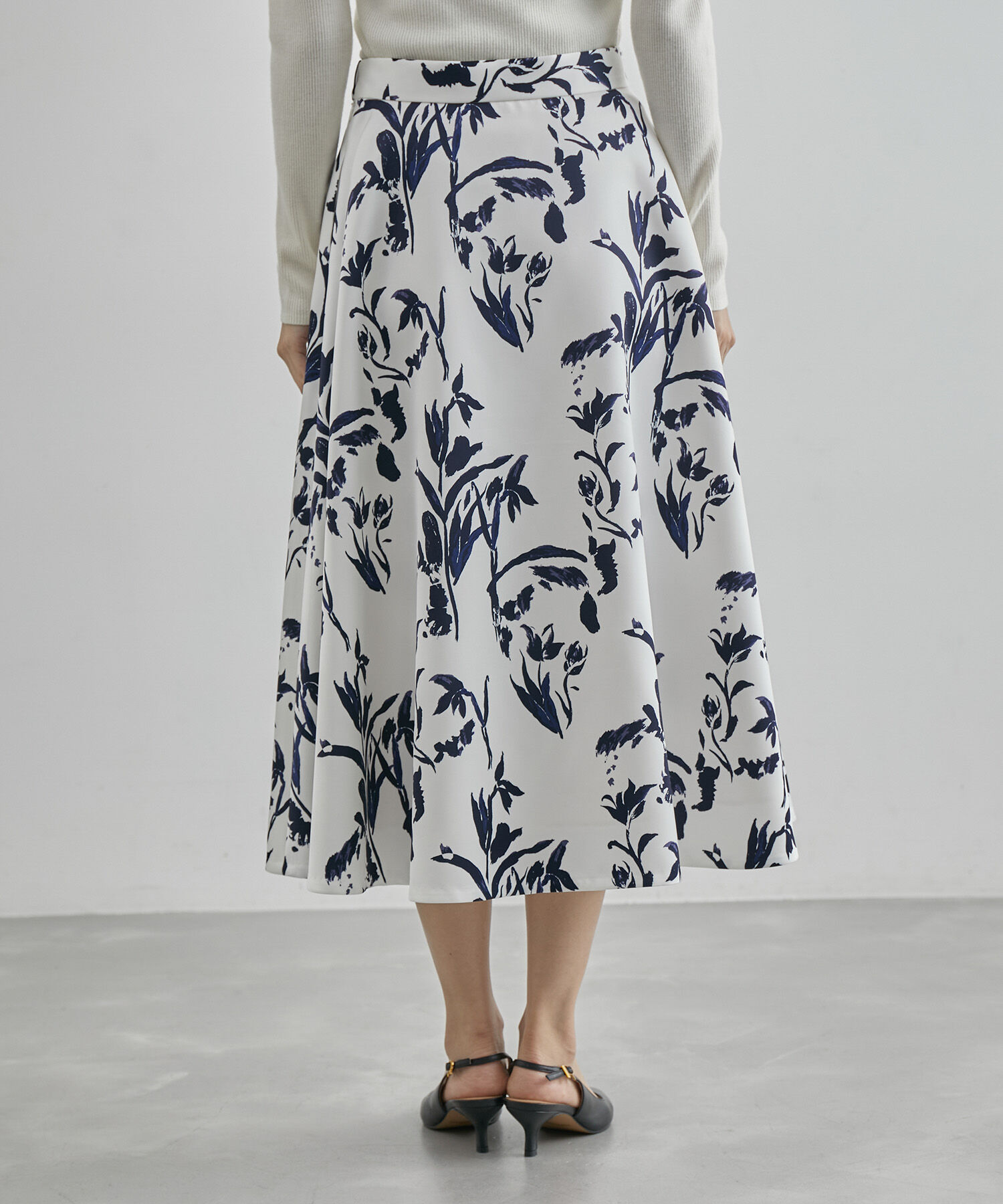 ROPE「サテンフレアスカート（無地/花柄）」|スカート|