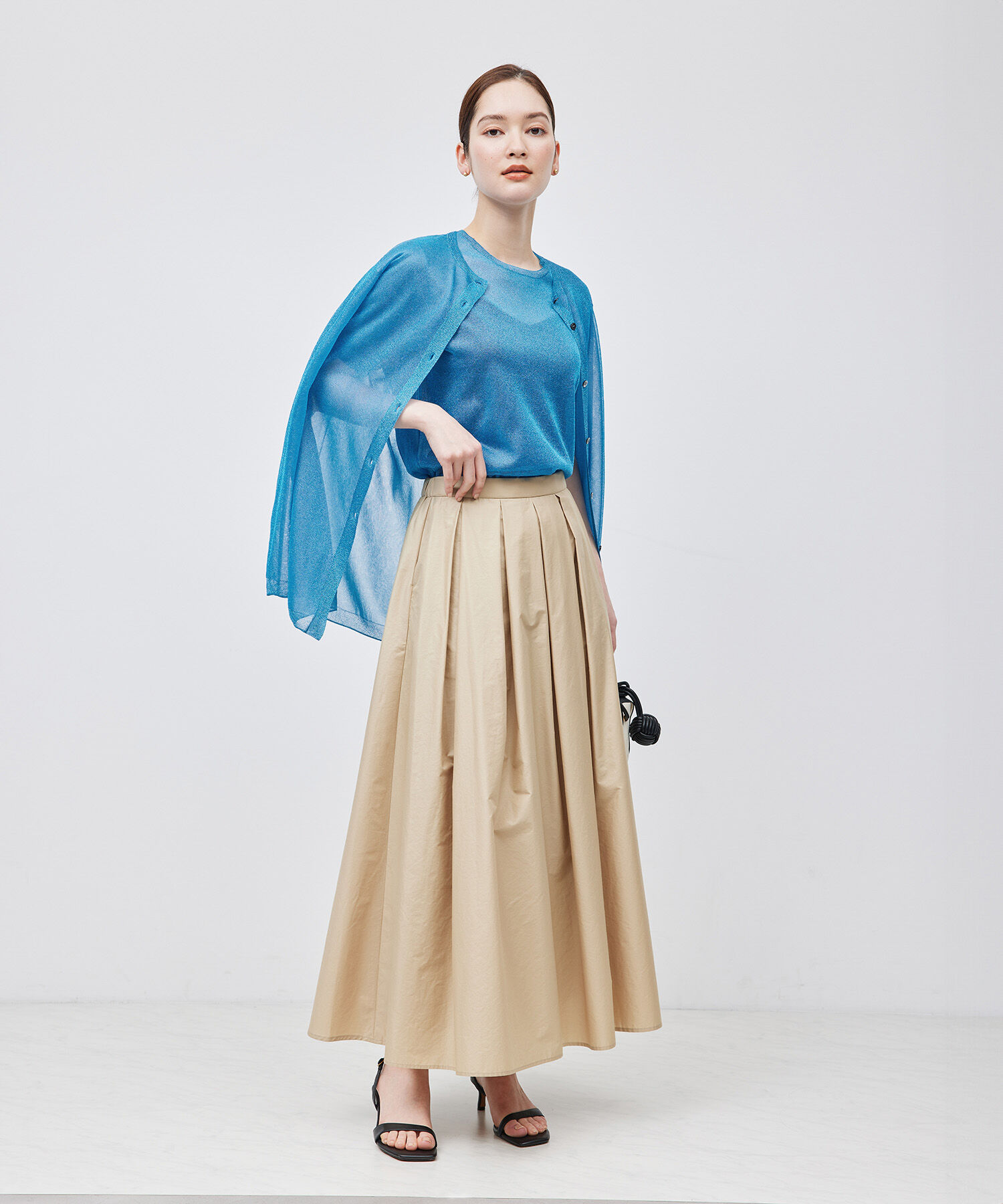 ROPE「【洗える】ラメシアーミドル丈カーディガン【アンサンブル対応】」|カーディガン|