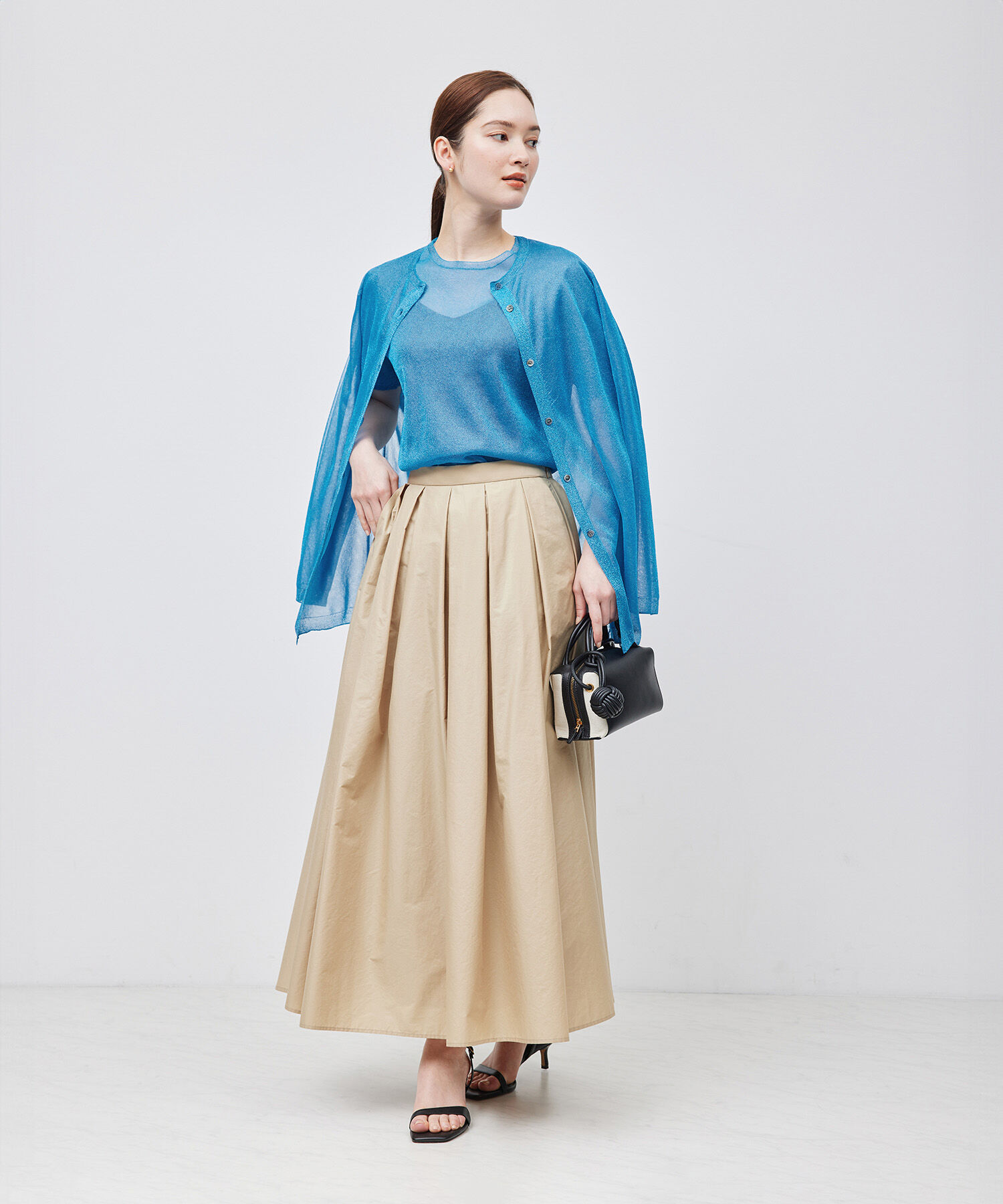 ROPE「【洗える】ラメシアーミドル丈カーディガン【アンサンブル対応】」|カーディガン|