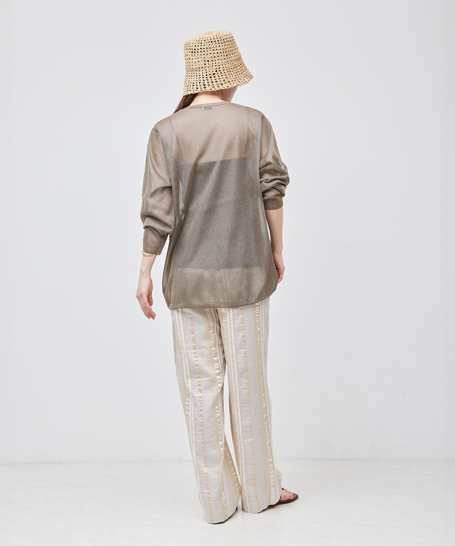 ROPE「【洗える】ラメシアーミドル丈カーディガン【アンサンブル対応】」|カーディガン|