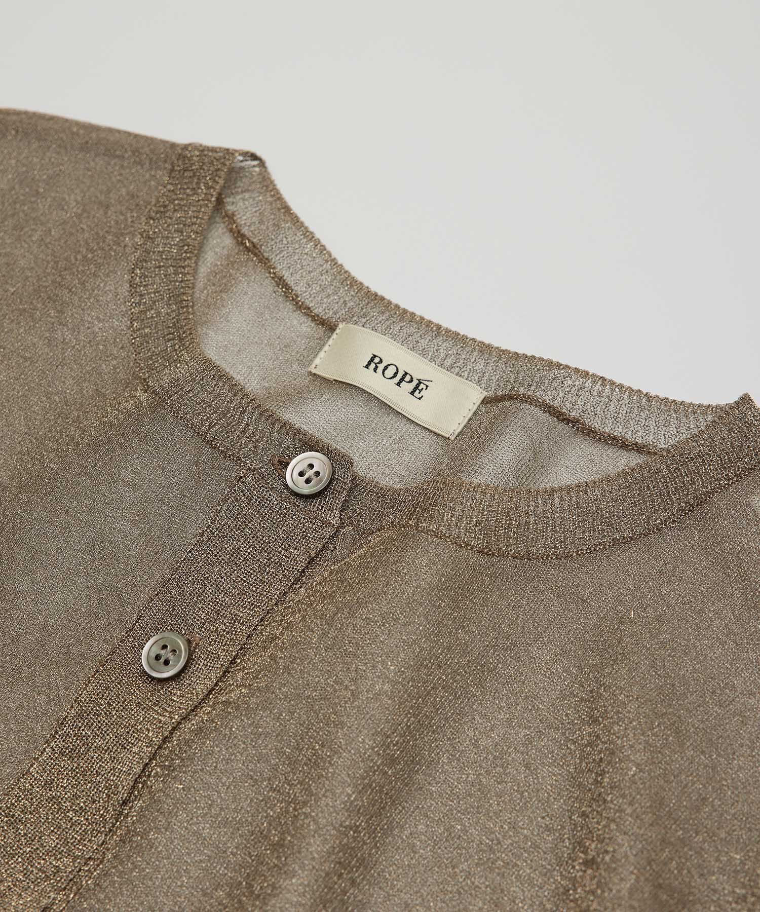 ROPE「【洗える】ラメシアーミドル丈カーディガン【アンサンブル対応】」|カーディガン|