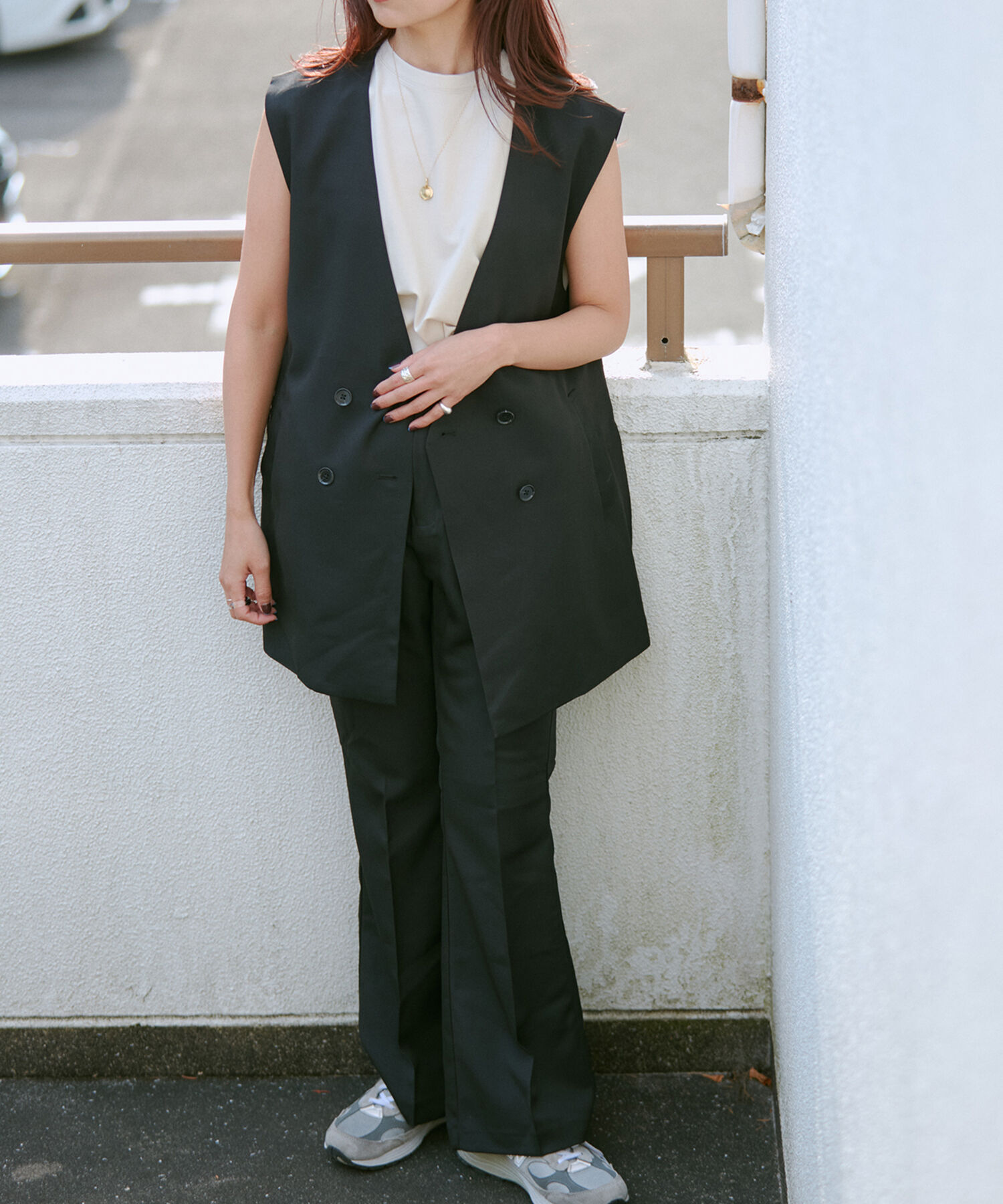 vis-a-vis「【WEB限定】【SET】コスパ抜群！ジレ＆フレアーパンツセットアップ」|スラックス|